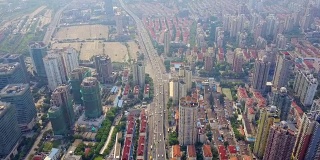 中国白天上海市景交通道路航拍全景4k