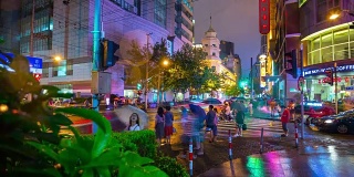 上海南京十字路口夜光照亮了4k时间的中国