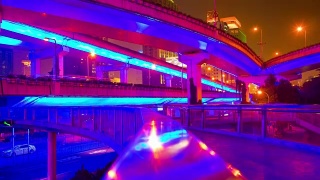 夜上海交通路口人行天桥4k时间过去中国视频素材模板下载