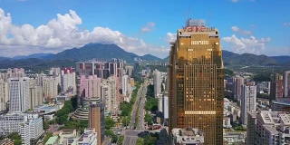 中国晴天深圳市景交通道路航拍全景4k