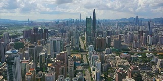 中国晴天深圳市景市区交通道路航拍全景4k