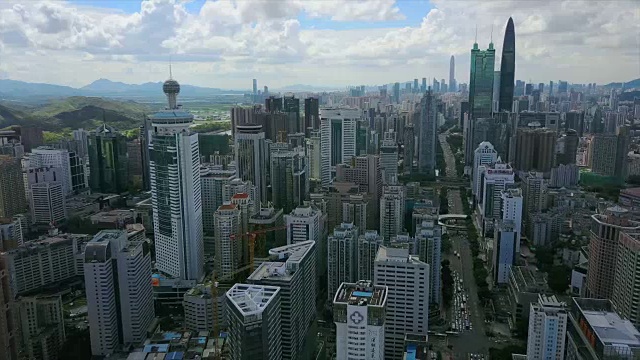 中国白天时间深圳市景航拍全景4k