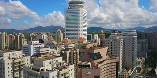 中国白天时间深圳城市景观屋顶航拍全景4k