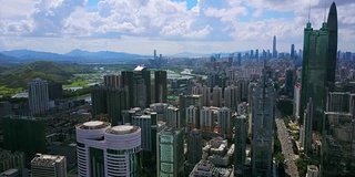 中国晴天深圳市景市区交通道路航拍全景4k