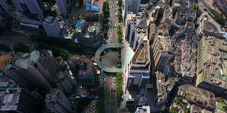 中国白天时间深圳城市景观屋顶交通道路空中俯视图4k