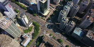 中国白天时间深圳城市景观屋顶交通十字路口俯视图4k