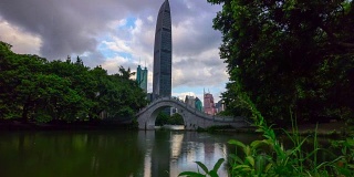 天深圳公园KK100著名建筑全景4k时光流逝中国