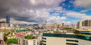 阳光明媚的一天深圳城市景观屋顶全景4k时间推移中国