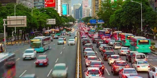 4k时间跨度的中国深圳市区交通街道大桥全景