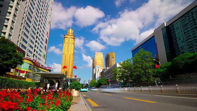 晴天深圳城市交通道路街景全景4k时间推移中国