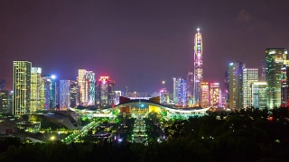 夜景深圳莲花山公园观景城市全景4k时间中国视频素材模板下载