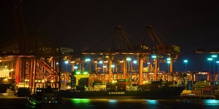 夜深城市工作港口工业全景4k时间中国
