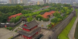 中国武汉市白天时间著名炮台寺齐一门航拍全景4k