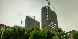 武汉城市白天时间公寓建筑全景4k时间流逝中国