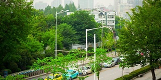 武汉城市白天时间交通街道边全景4k时间流逝中国