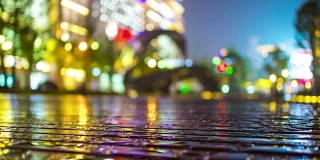 夜光照亮武汉市中心广场现代艺术纪念碑模糊了4k时间的中国全景