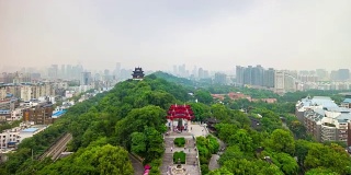 天武汉黄鹤红门钟庙公园城市景观全景4k时间流逝中国