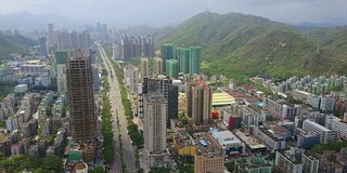 晴天珠海市景交通道路湾航拍全景4k中国