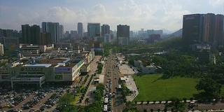 晴天珠海市景著名商场交通道路航拍全景4k中国