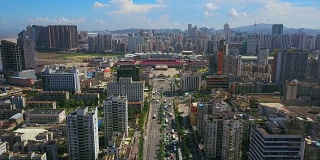 珠海白天市景拱北口岸入境交通道路航拍全景4k中国