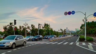 日落时间珠海市区交通街道湾路全景4k时间流逝中国视频素材模板下载