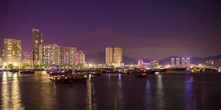 夜光珠海市码头港口海岸线全景4k时间流逝中国