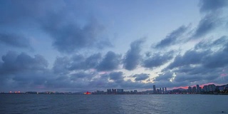 日落天空珠海城市景色海湾全景4k时间流逝中国