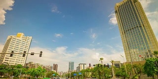 珠海城市晴天交通街道十字路口全景4k时间流逝中国
