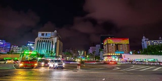 夜间时间珠海市拱北口岸入境交通广场街景4k时间流逝中国