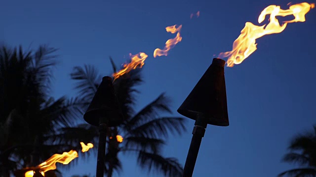 夏威夷火奴鲁鲁的威基基海滩，Tiki Torch Flames