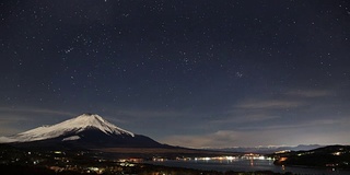 时光流逝-富士山和山中子的夜景