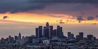 洛杉矶，加利福尼亚，黄金时间光天际线时间推移