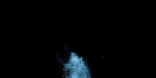 beautiful animation of multi-colored flying flickering particles scattered on a black background