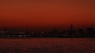 蛇口-赤湾货运港口夜间，中国深圳视频素材模板下载