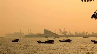 蛇口-赤湾货运港下午;深圳,中国视频素材模板下载