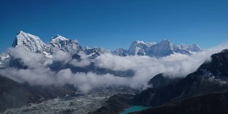喜马拉雅山高地山谷上空的云的运动。