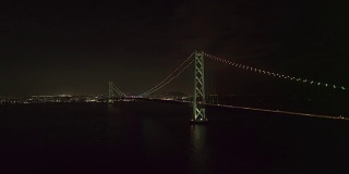 空中登高——从淡路岛眺望明石海峡大桥夜景