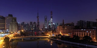 上海天际线和城市景观的时间流逝