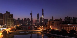 上海天际线和城市景观的时间流逝