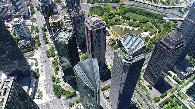 无人机拍摄:上海陆家嘴地区4K鸟瞰图