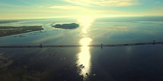 清晨鸟瞰湖景，农汉湖在沙空那空