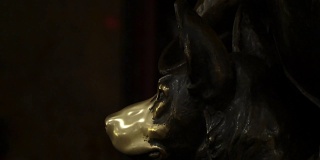 著名的地铁吉祥狗铜像，吉祥狗生肖，吉祥狗用手擦鼻子铜像。很多路过的人都在擦狗的鼻子以求好运