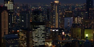 ktime -lapse:大阪城景夜间收费公路和照明建筑
