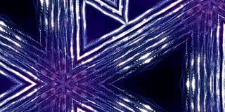 蓝紫色可循环的抽象粒子背景具有景深，闪烁的灯光和数字元素。波浪粒子形成线形，线形形成万花筒图案的曲面。1