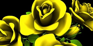 黑色背景上的黄色玫瑰花束