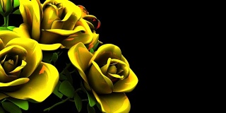 黑色文字空间上的黄色玫瑰花束