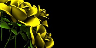黑色文字空间上的黄色玫瑰花束