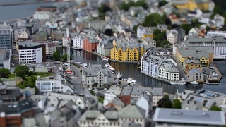 挪威奥勒松市的阿克拉倾斜镜头视频素材模板下载