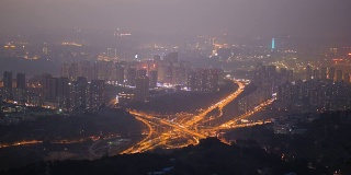 重庆市高速公路立交桥夜间交通实时拍摄