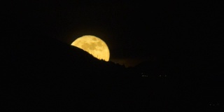 夜晚从山后升起的满月(或超级月亮)的时间间隔